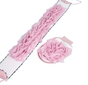 Exfoliating Loofah Kit Double Side Back Scrubber and Shower Gloves; Pink