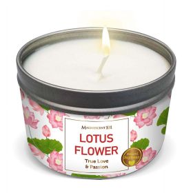 Magnificent 101 Lotus Flower Aromatherapy Candle – 6 Oz - 24 Hour Burn | Soy Wax Tin Candle for True Love & Passion, Purification