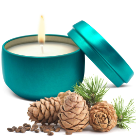 Soy Wax Candle in Tin Jar Aromatherapy Candle Gift Cedar Balsam Handmade by Relaxcation 6 oz