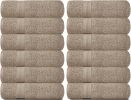 12 Pack Taupe Color Resort Collection Soft Washcloth Face & Body Towel Set 12x12 inch Luxury Hotel Plush & Absorbent Cotton Washclothes