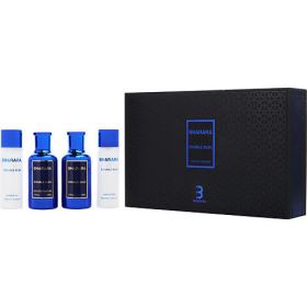 BHARARA DOUBLE BLEU by BHARARA EAU DE PARFUM SPRAY 3.4 OZ & AFTERSHAVE SPRAY 3.4 OZ & BODY LOTION 5 OZ & SHOWER GEL 5 OZ