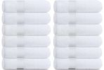 Resort Collection Soft Washcloth Face & Body Towel Set 12 Pack White 12x12 in Luxury Hotel Plush & Absorbent Cotton Washclothes