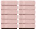 Luxury Cotton Washcloths Large Hotel Spa Bathroom Face Towel 12 Pack 13x13 inch Pink