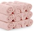 Luxury Cotton Washcloths Large Hotel Spa Bathroom Face Towel 12 Pack 13x13 inch Pink